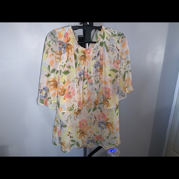 Zara Floral Cape Blouse (XL) - Picture 2 of 3
